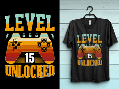 Level 15 unlocked gaming tshirt design