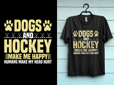 Dog lover hockey player t-shirt design