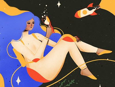 Space food artwork astronaut character design colorful galaxy illustration illustrator magical procreate woman woman illustration