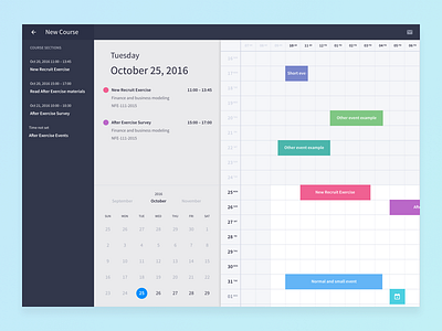 Calendar calendar courses events learning material studying
