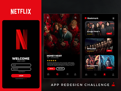 UI App Mobile Netflix Redesign Red & Black