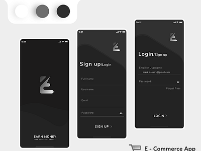Sign up / Login / Splash UI appicon appui branding darkmode ec ecommerce graphic design login sign up signin ui ux