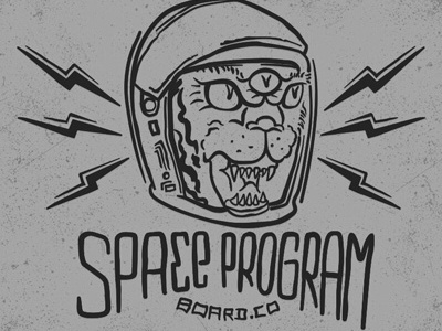 Space Cat graphic design hand lettering space program tiger vector