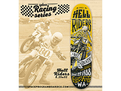 Hell Riders IG Promo graphicdesign illustration morotcycle pinup racing poster type vector vintage