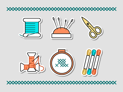 Cross stitch vector stickers