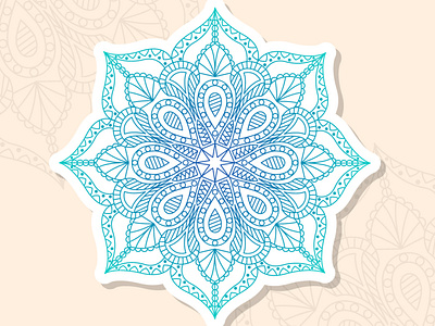 Mandala sticker coloring design line art logo sticker vector