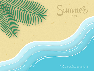 Summer vibes banner banner design illustration lettering palm paper cut seashore summer vector