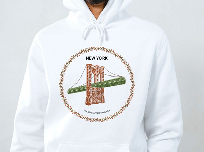 Brooklyn Bridge T-shirt print with folk ornaments branding clothes design graphic design illustration print t shirt print vector