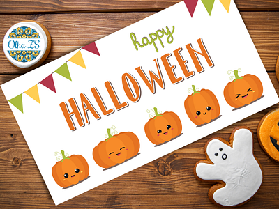 Happy Halloween cartoon illustration 2d cartoon design flyer graphic design illustration kawaii postcard print pumpkin vector