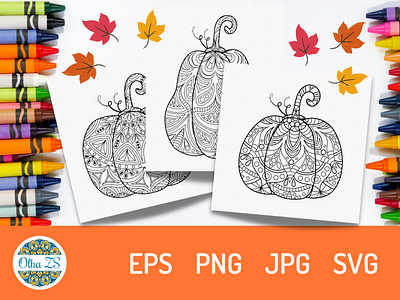 Pumpkin coloring pages autumn coloring coloring book for adult coloring page fall illustration line art mandala ornament pumpkin pumpkin coloring vector