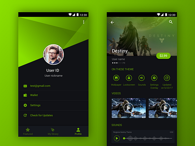 Proposal UI for Android app android app games mobile ui