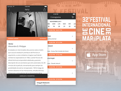 Festival Internacional de Cine de Mar del Plata App agenda android app ios schedule ui