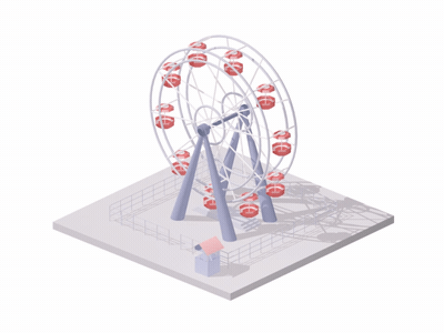 Ferris Wheel Animation 2d 3d animation c4d cinema4d ferris graphics isometric marill model motion wheel