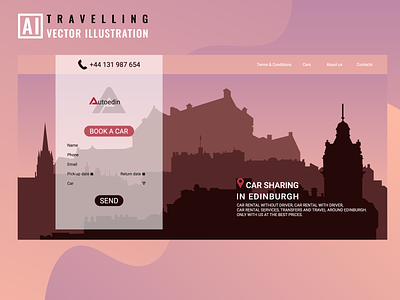 Background silhouette of a city branding business car city country design digital visual edinburgh graphic design illustration minimalistic sharing silhouette travelling