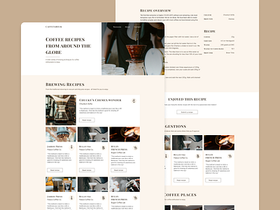 Caffetarium - Landing and Recipe page blog blog design branding coffee coffee shop design elegant flat interface type typography ui user interface ux vector web website