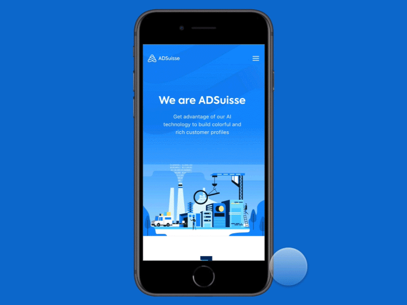 ADSuisse Mobile - Parallax Scroll animation framer framerjs illustration interaction mobile mobile ui motion parallax prototype scroll ui design
