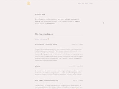 Portfolio Redesign – About page animation branding css css 3 design html 5 interface javascript motion personal website portfolio prototype typography ui user user experience user interface ux web website