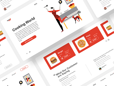 COOKING WORLD cooking design fast food food home page kitchen landing page presentation recipe red ui ux web design website