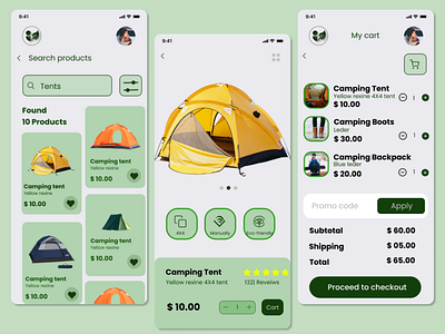 E-commerce app design branding camping design e commerce figma mobileapp ui