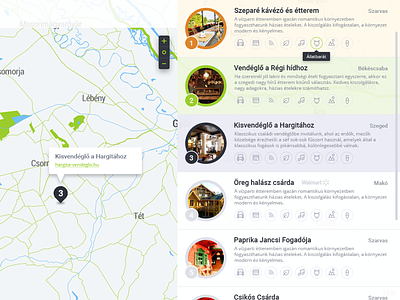 Restaurant list food gastronomy icons list map mapbox ui ux webdesign