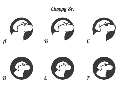 Do me a favor and vote for your favorite, please! choppy decision dog glasses logo one color personification thick rim