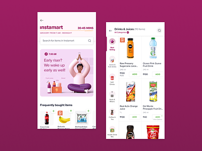 Swiggy Instamart Launch 3d categories design framework grocery app homepage menu navigation bar ui ux