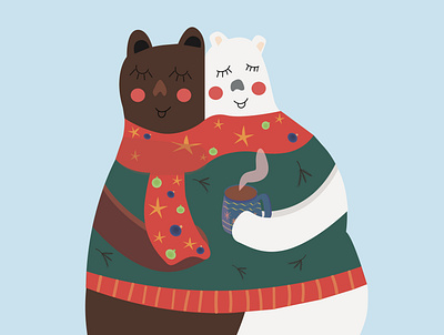 CUTE WINTER BEARS bear cute design illustration new year winter