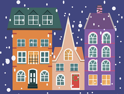 Norway houses christmas design happy new year illustration norway