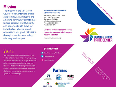 Brochure for the San Mateo County Pride Center branding design indesign