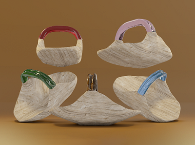 3D Wooden baskets 3d blender