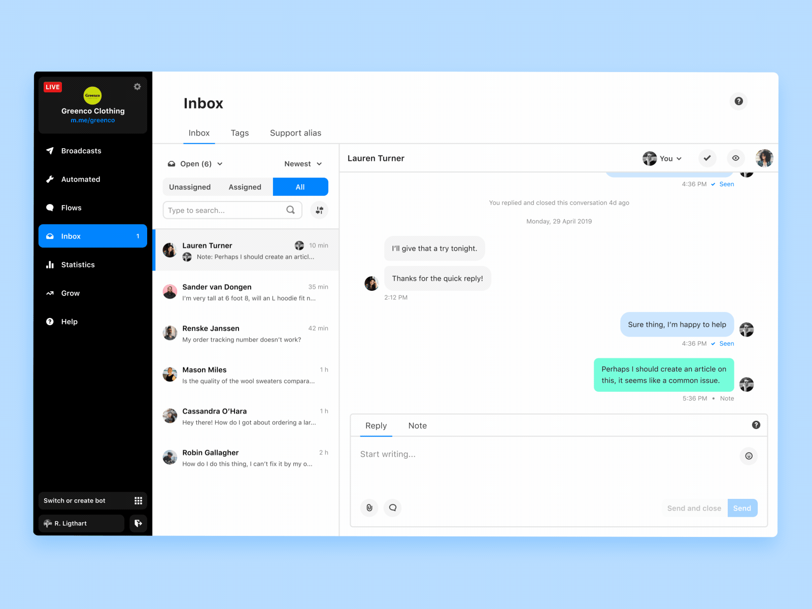 I AM POP - Inbox customer support use case