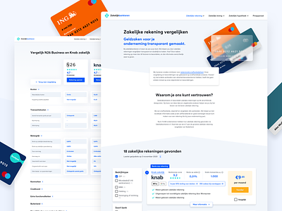 zakelijkbankieren.nl - Comparison pages banking banks company comparison design knab n26 website zakelijk