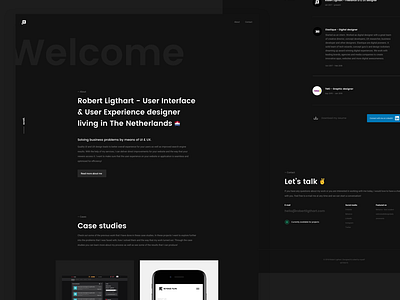 robertligthart.com web design dark theme design personal portfolio robertligthart.com ui ux