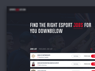 Esports jobs web design concept esports gaming header jobs ui ux web