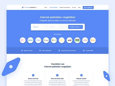 provider-vergelijker nl - Internet Pakketten Landingpage blue clean comparison logo provider vergelijker ui ui ux design ux web website