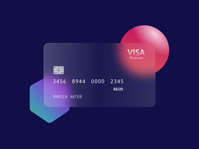 Visa Card 3d card card design credit card dark mode glassmorphic illustration ui visa card