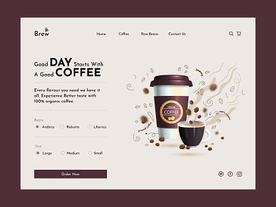 Brew - landing page for coffeeshop coffee coffeeshop design illustration logo shop ui user interface web design