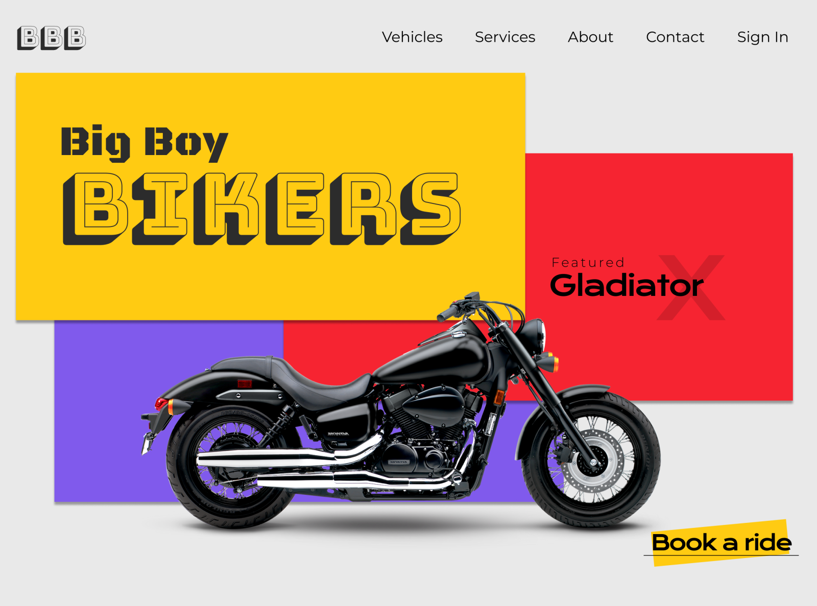 Landing page of a motorcycle website by Vaibhav Basantani on Dribbble