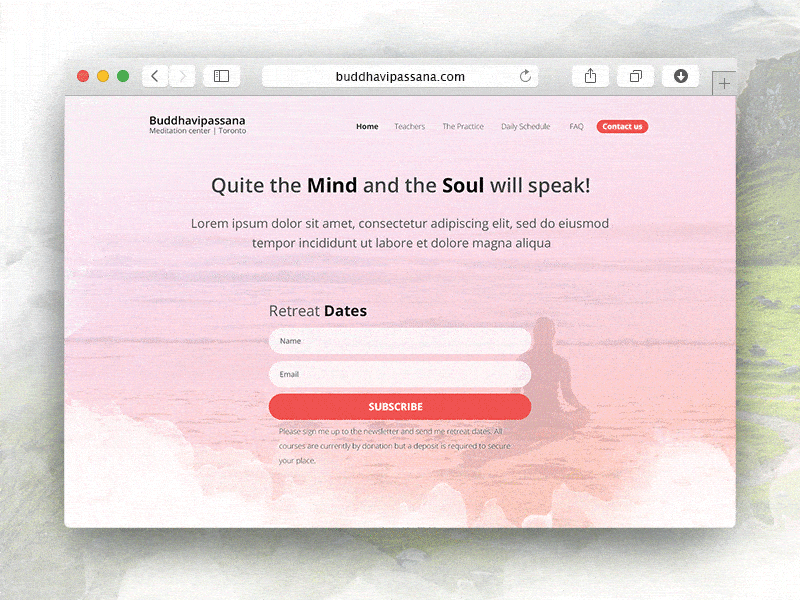 Meditation Center in Toronto landing landing page meditation meditation center
