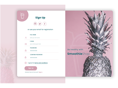 Sign Up - Daily UI #1 ananas dailyui 001 form healthy pink design sign up sign up form smoothie