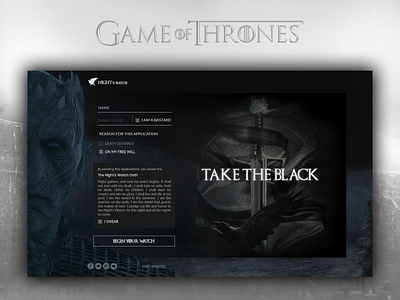 Game Of Thrones - Night's Watch Appliaction application ui form game of thrones nights watch