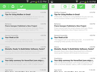 Androidifing Mailbox (Side By Side) android androidify app design holo holoify interface mailbox side by side ui