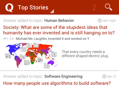 Quora Home android app design holo holoify quora redesign ui