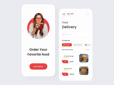 Food delivery app UI designe delivery design food app minimal ui ux