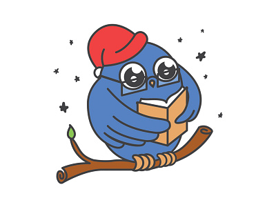 Cute owl book cute illustration owl reading
