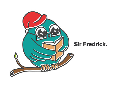 Sir Fredrick book cute illustration mascot owl reading