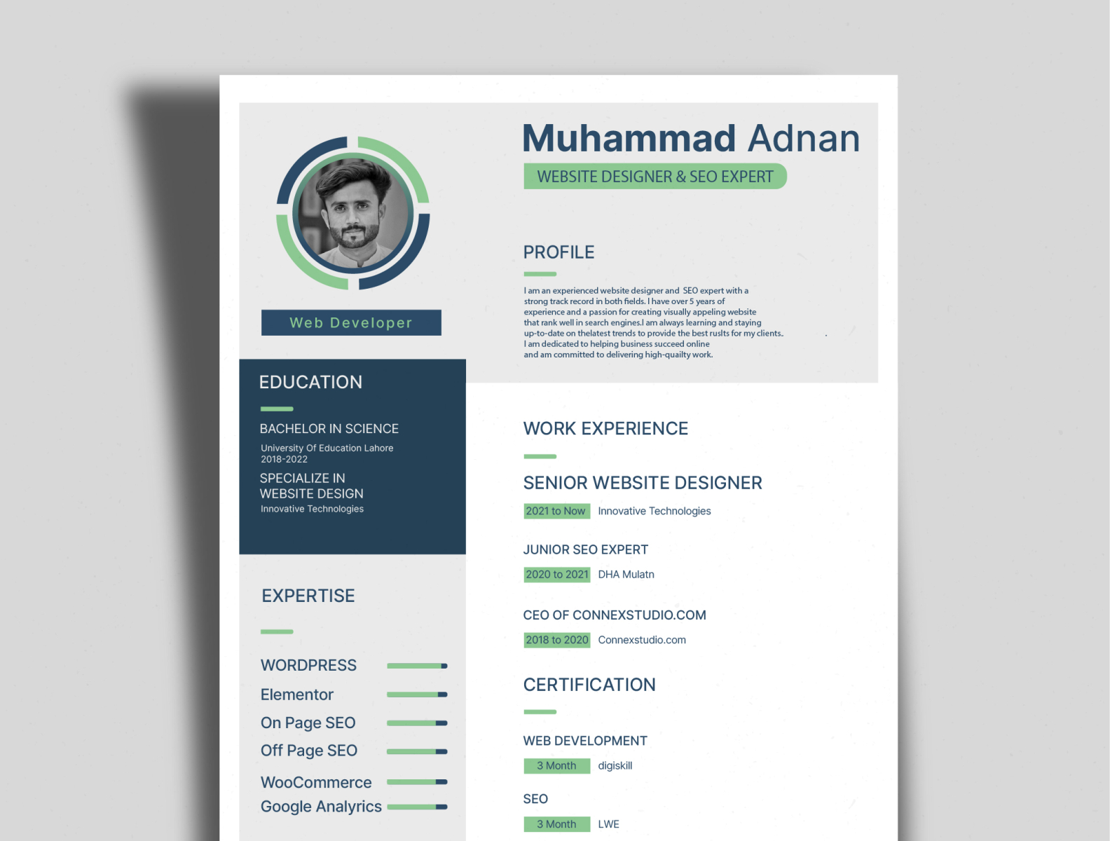 Resume design with brand identity by Muhammad Nasir on Dribbble