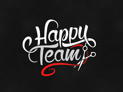 HappyTeam Redesign branding design haircut happy identity logo salon scissors team typography