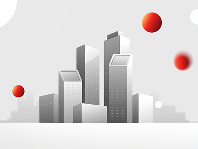 Intro scene from one of our latest videos 2d animation 2danimation abstract animation black and white city city illustration cityscape grey illustration photoshop red red dots styleframe video