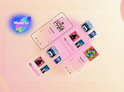 Music UI android app branding design glass glassmorphism gradient icon ios mobile mobile ui muscic ui web